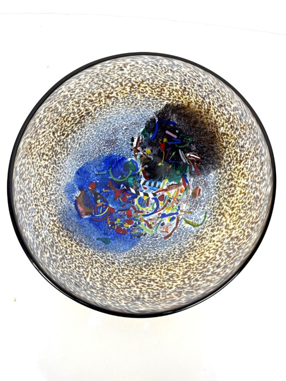 KOSTA BODA 'Bertil Vallien' signed Meteor Art Glass Bowl/Plate Blue Sweden